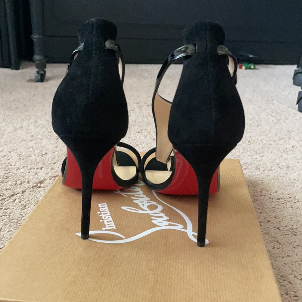 Athena Alta 100 Suede Patent Combination Sandals - Picture 12 of 12